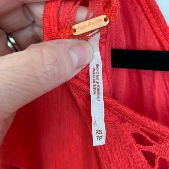 Free People Red To The Point Crochet Skater Mini Dress - Picture 7 of 8